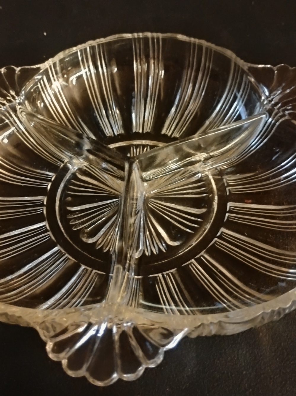 Clear Glass Divided Serving Dish - Vintage Style